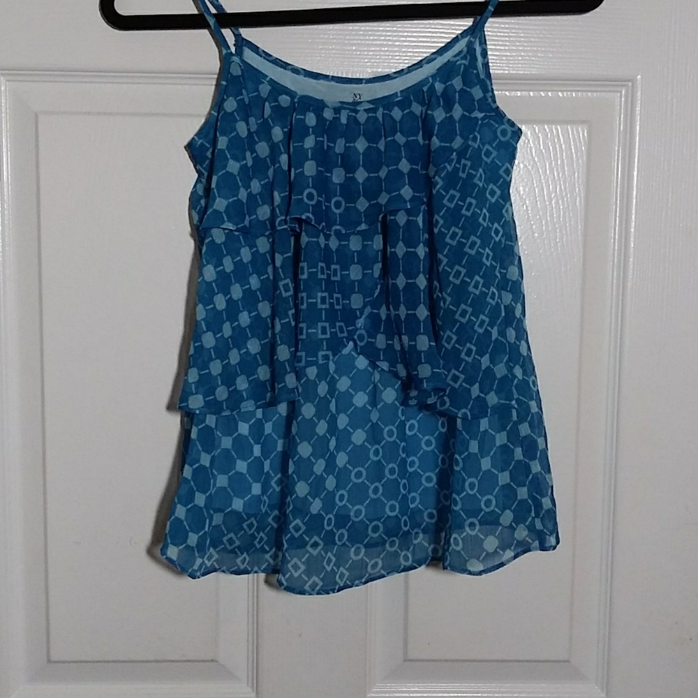 New York &  Company Sheer Turquoise Top XS